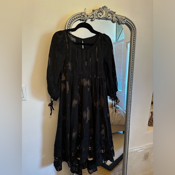 NWOT Maeve (Anthropologie) Black Lace Appliqué Dress (Size 0) - Picture 7 of 14